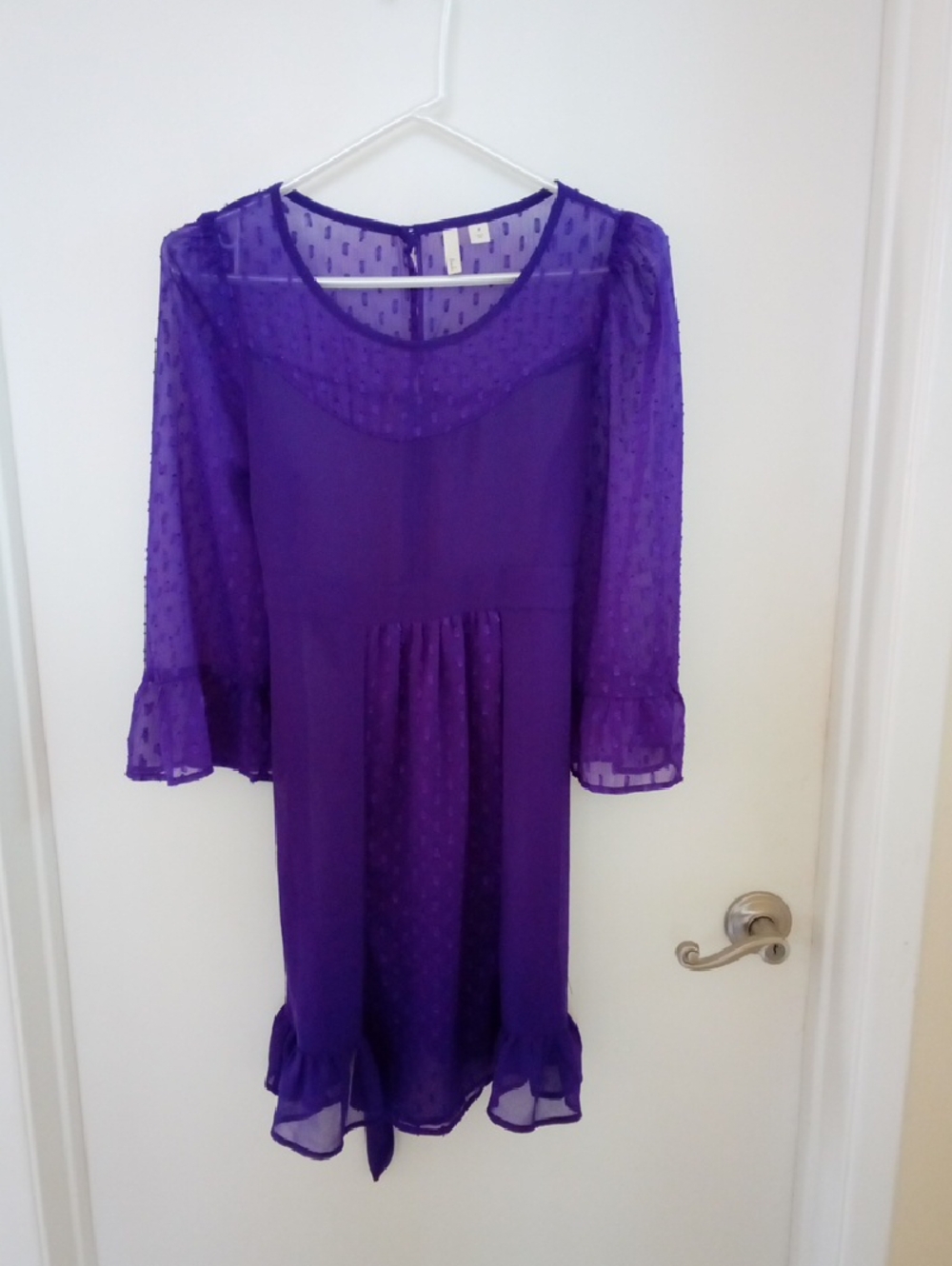 Royal blueish purple Violet Dot Mesh Ruffle Dress